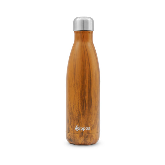 Термо бутилка Oak Wood. Бутилката е дървесен дизайн.